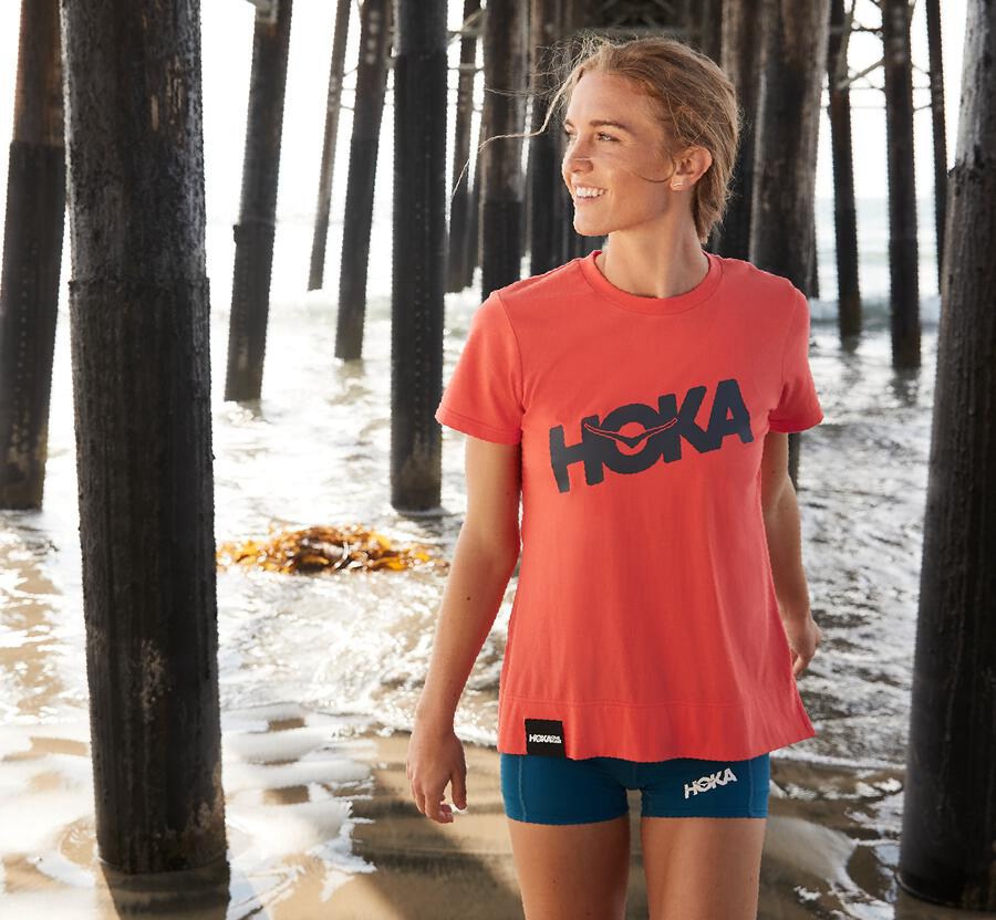 Hoka Australia One One Brand - Womens Tee Orange - GEKCZ-8036